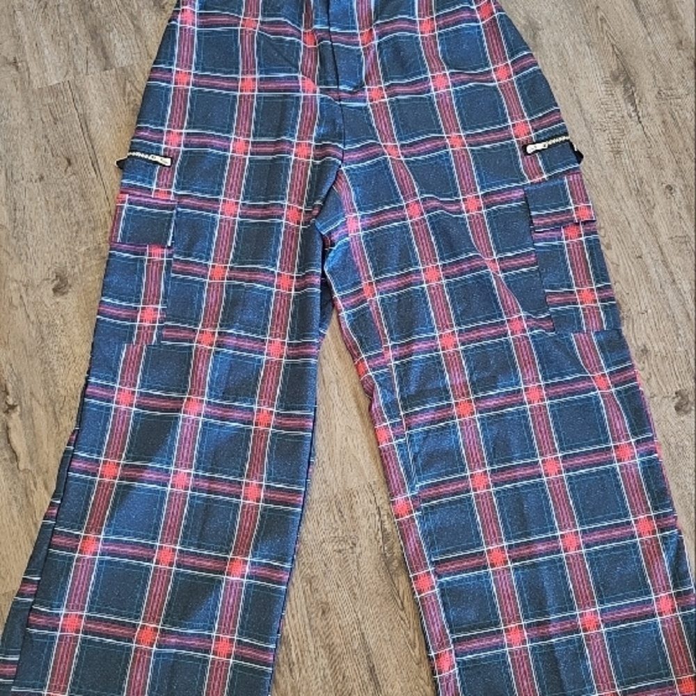 Men's Plaid Pants - Red and Blue